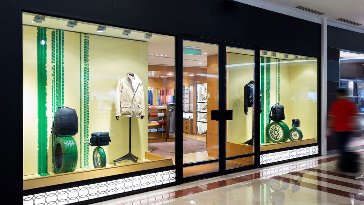 Spotless storefront glass showcasing retail displays